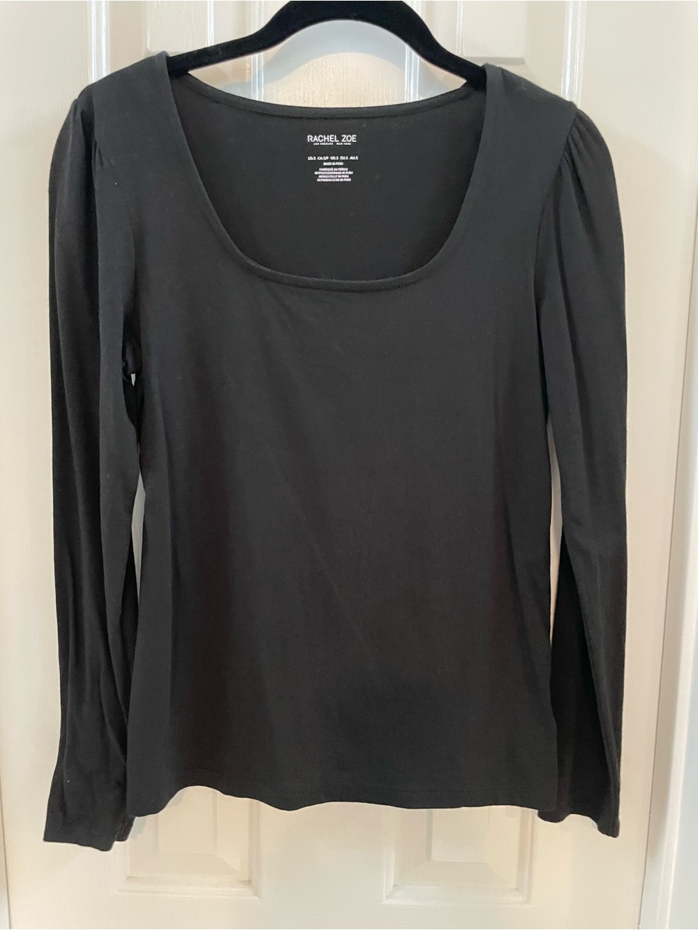 Rachel Zoe Black Scoop Neck Long Sleeve Tee